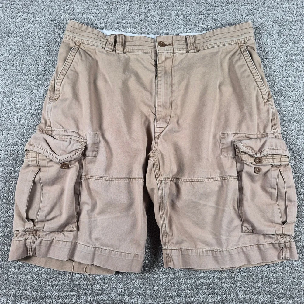 Vintage Polo Ralph Lauren Cargo Shorts Mens 42T Khaki Gellar Canvas Heavy Cotton